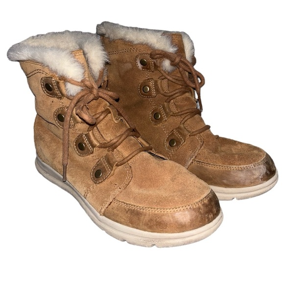 Sorel Explorer Winter Snow Boots Outdoors Hiking Brown Furry - Picture 1 of 11